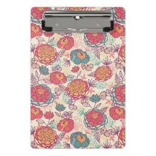 Peony flowers and leaves pattern mini clipboard