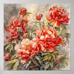 Peony Flowers Art Print 