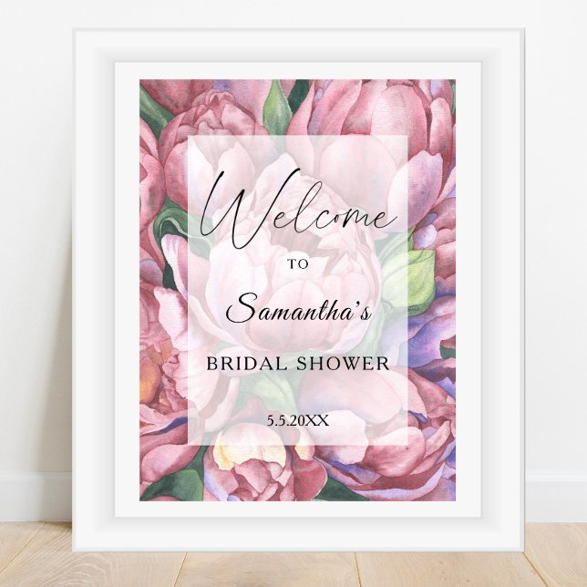 Peony flowers - bridal shower welcome sign (Creator Uploaded)