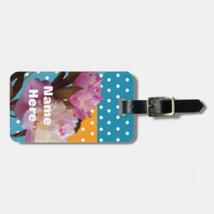 Peony Flowers Dots, Name Luggage Tags