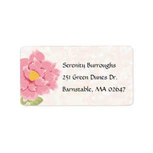 Peony Flowers Floral Watercolor Pink Peonies Label