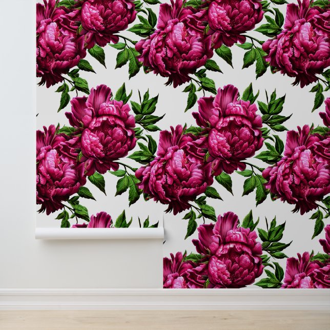 Peony flowers large wall mural country pink white (Application)