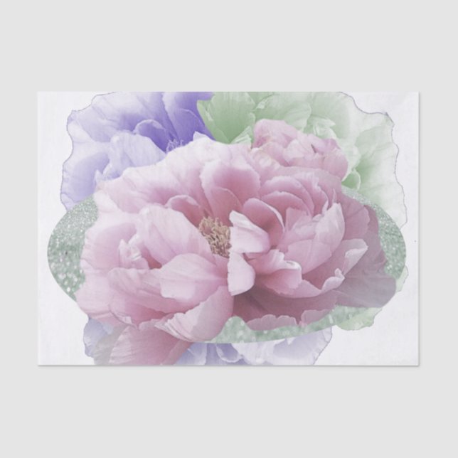 Peony Flowers Multicolor Tissue Paper (Front)