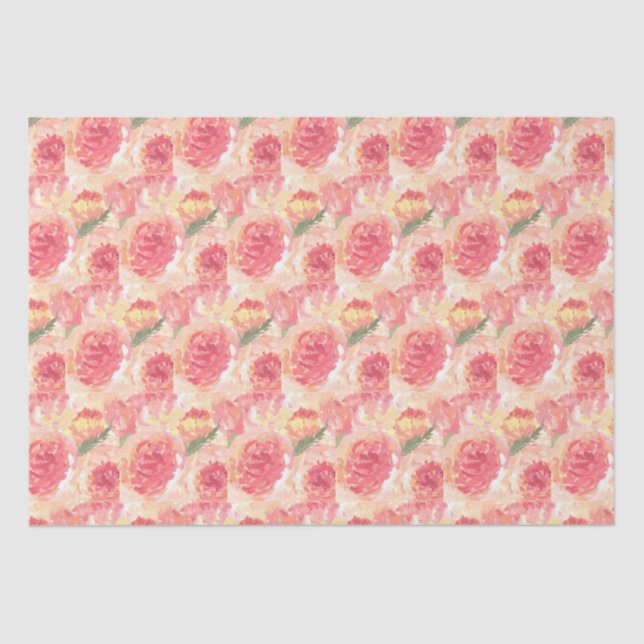 Peony flowers pastel Watercolor rustic wedding Tissue Paper (Front)