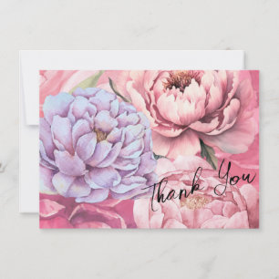 Peony Flowers Personalised Thank You Card