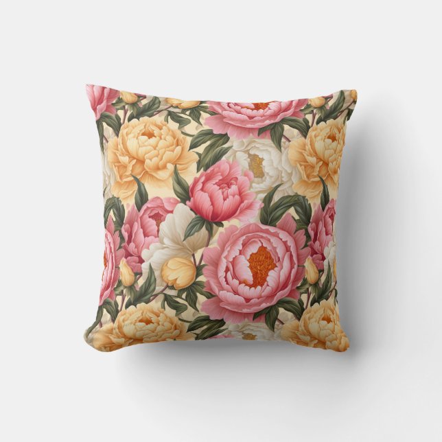 Peony Flowers Pillow (Front)