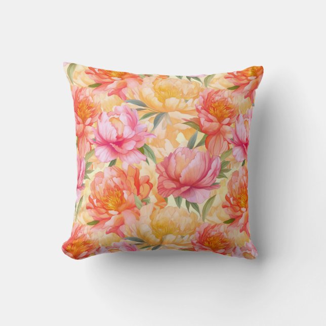 Peony Flowers Pillow (Front)