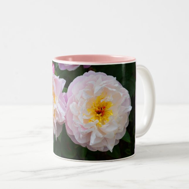 Peony flowers Two-Tone coffee mug (Front Right)