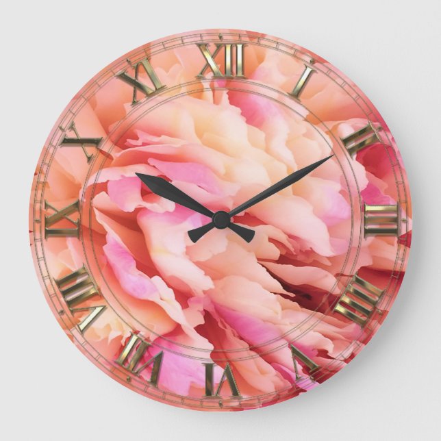 Peony Fluff Large Clock (Front)
