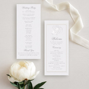 Peony Formal Modern Classic Ivory Wedding Program