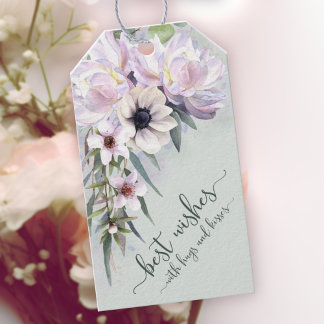 Peony Garden Best Wishes with Hugs and Kisses Gift Tags