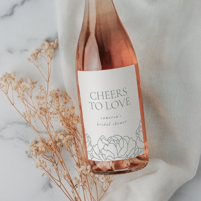 Peony Garden Bridal Shower "Cheers to Love" Wine Label (Creator Uploaded)