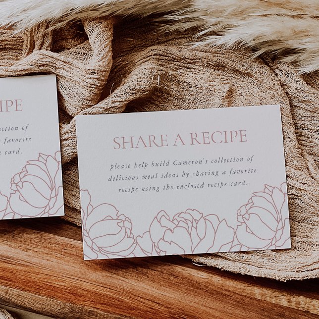 Peony Garden Bridal Shower Recipe Enclosure Card (Creator Uploaded)