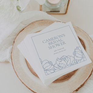 Peony Garden Dusty Blue Floral Bridal Shower Napkin