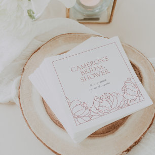 Peony Garden Dusty Rose Floral Bridal Shower Napkin