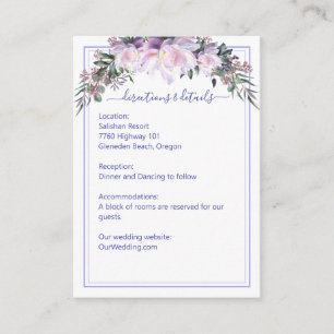 Peony Garden Lavender White Wedding Details Enclosure Card