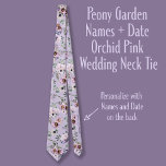 Peony Garden Names   Date Orchid Pink Wedding Tie<br><div class="desc">Hidden inside is a sweet reminder of the Bride and Groom's name and the date. Beautiful floral pattern featuring bouquets of peonies,  berries and eucalyptus. ~ Look for the complete suite of wedding stationary in the Peony Garden Wedding Suite Collection.</div>
