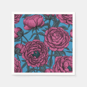 Peony garden napkin