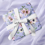 Peony Garden Periwinkle Lavender Wedding Wrapping Paper<br><div class="desc">Beautiful bouquets of peonies,  berries and eucalyptus decorate this stylish design. Coordinates with the complete line of wedding stationery featured in the Peony Garden Wedding Suite Collection.</div>