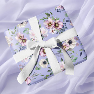 Peony Garden Periwinkle Lavender Wedding Wrapping Paper