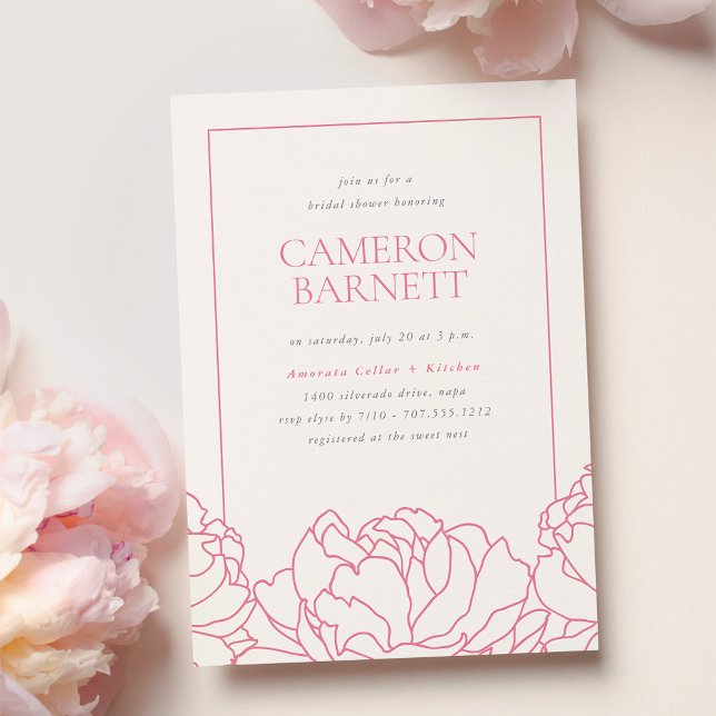 Peony Garden Pink Floral Bridal Shower Invitation (Creator Uploaded)