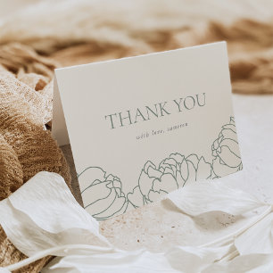 Peony Garden   Sage Green Floral Thank You Card