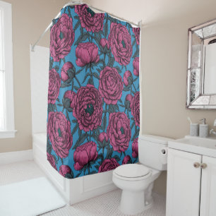 Peony garden shower curtain