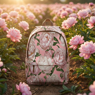 Peony Grace Elegant Floral Art Printed Backpack