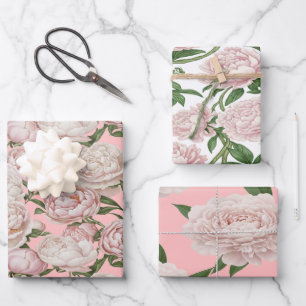 Peony Grace Elegant Floral Art Wrapping Paper Sheet