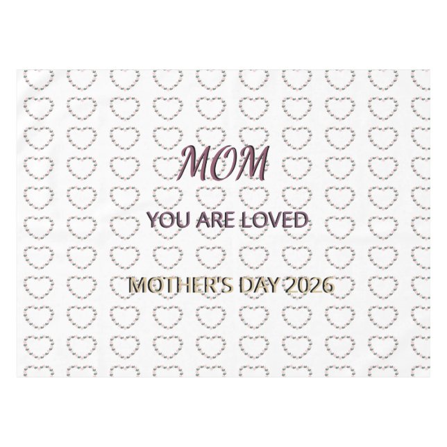 Peony Heart Celebration Pattern for Mum Tablecloth (Front (Horizontal))