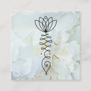 *~* Peony Heart Lotus Healer Massage Reiki Yoga Square Business Card