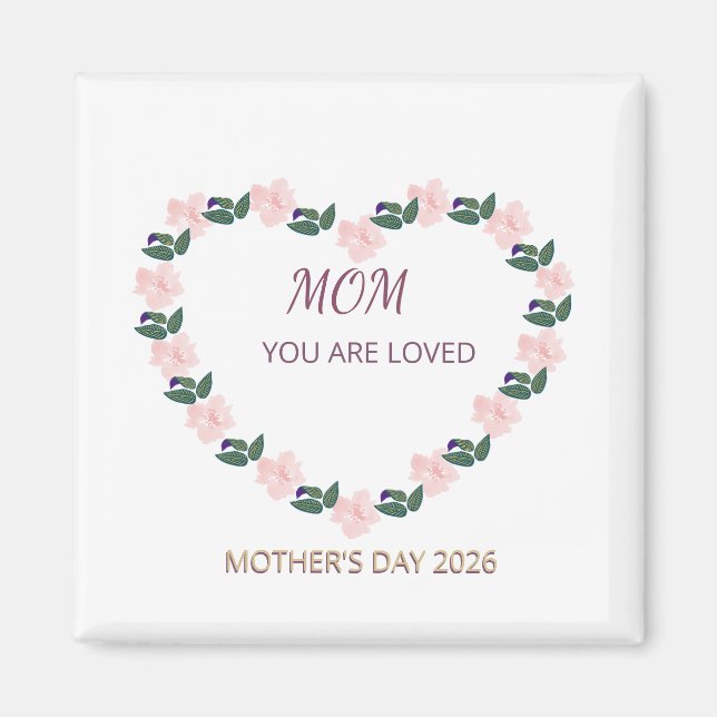 Peony Heart Mum Affection Artwork Magnet (Front)