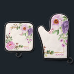 Peony Hebrew Name Oven Mitt   Pot Holder Set<br><div class="desc">A beautiful and practical gift for your favourite Jewish Chef! This pot holder set includes Hebrew Personalisation. [Just set your keyboard input to HEBREW and type]. Perfect as a unique Bridal Shower, Teacher appreciation, Mother's Day or anytime gift. This popular Peony Floral Design coordinates with our matching Challah Dough covers....</div>