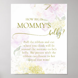 Peony Hydrangea Baby Shower Big Mummy Belly  Poster