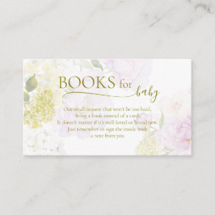 Peony Hydrangea Pastel Baby Shower Books For Baby Enclosure Card