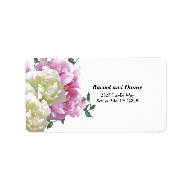 Peony Ivory and Pink Address Label (Front)