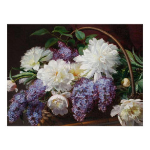 Peony Lilac Flower Basket Fine Art Classic Garden Poster