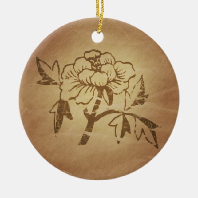 Peony Love and Affection Chinese Magic Charms Ceramic Tree Decoration (Front)