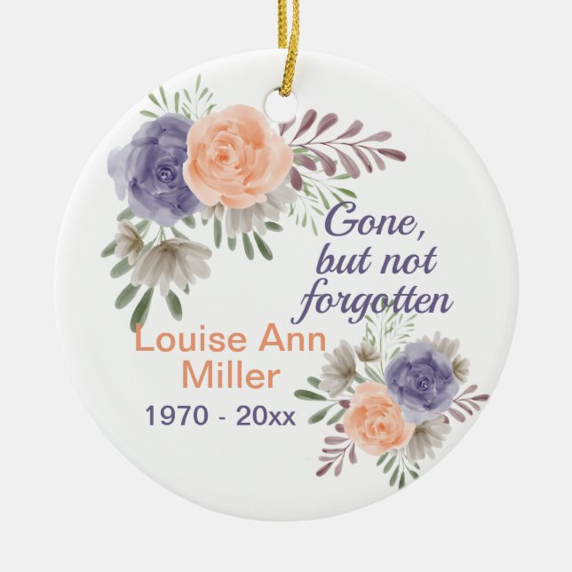  Peony Memorial Gone But Not Forgotten Ceramic Tree Decoration (Front)