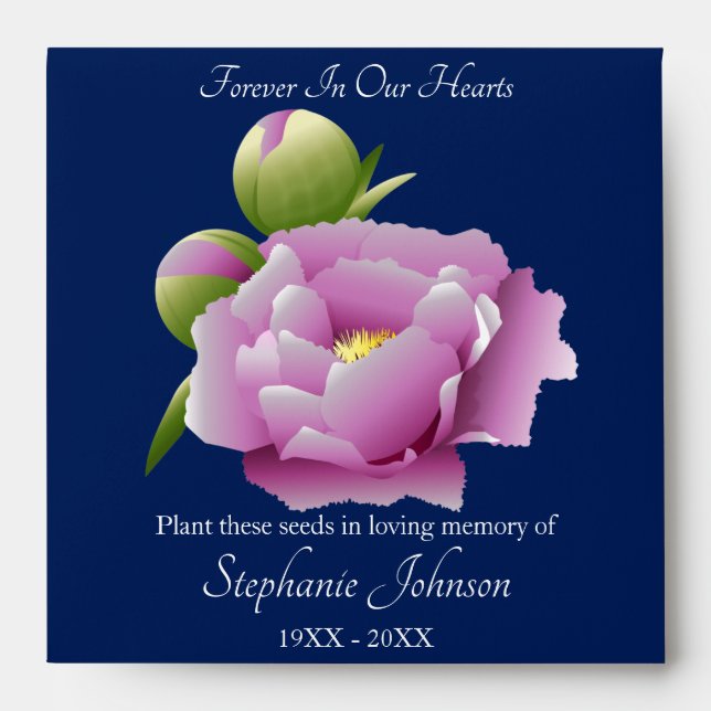 Peony Memorial Seed Packet Envelope (Front)