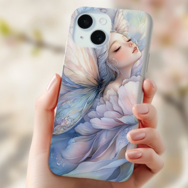 Peony Of The Dawn Case-Mate iPhone Case (the Iphone 15 plus with the image of Peony of the Dawn shown in the hand of a young woman)