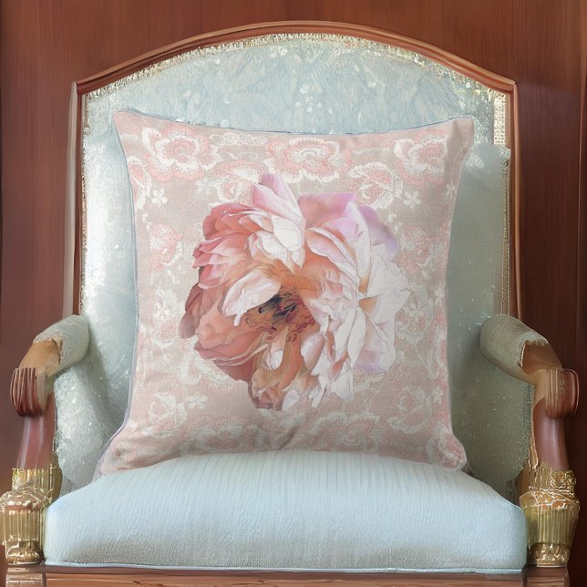 Peony on Faux Peachy Pink Lace Cushion (Creator Uploaded)