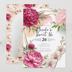 Peony & Orchid Garden Floral Glam Sweet 16 Invitation