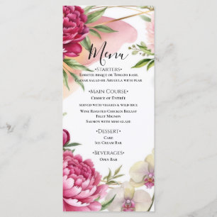 Peony & Orchid Garden Floral Glam Wedding  Menu