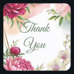Peony & Orchid Garden Floral Glam Wedding  Square Sticker<br><div class="desc">Matching items available.</div>