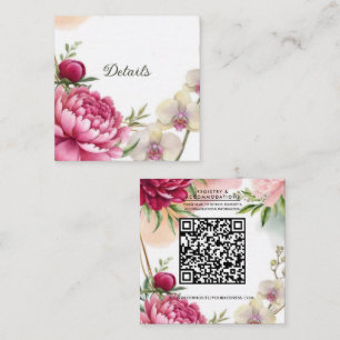 Peony & Orchid Garden Floral Wedding Detail Square Business Card