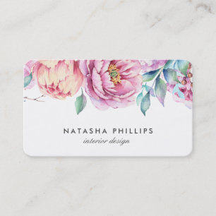 Peony Perfection Watercolor Floral Business Card