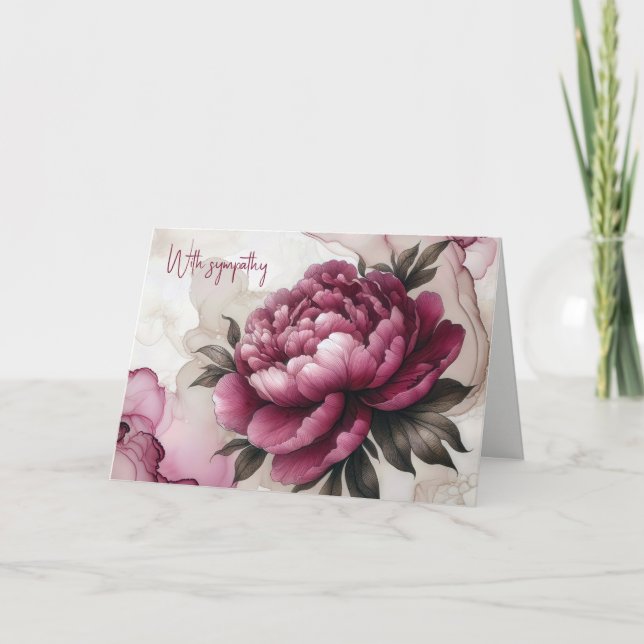 Peony Pink Abstract Sympathy Card (Front)