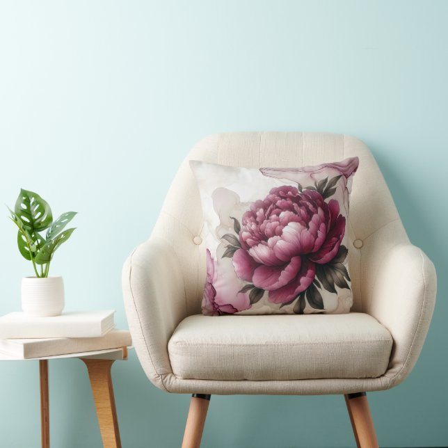 Peony Pink Alcohol Ink Abstract Cushion (Chair)