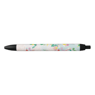 Peony pink black ink pen
